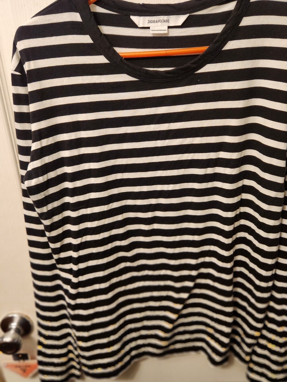 PRELOVED Zadig & Voltaire SIZE XS Black and White Striped Long-Sleeve Tee